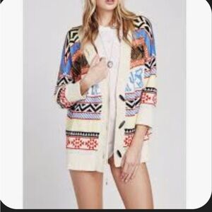 Wildfox Multicolor Patterned Cardigan couture midnight howl Harper